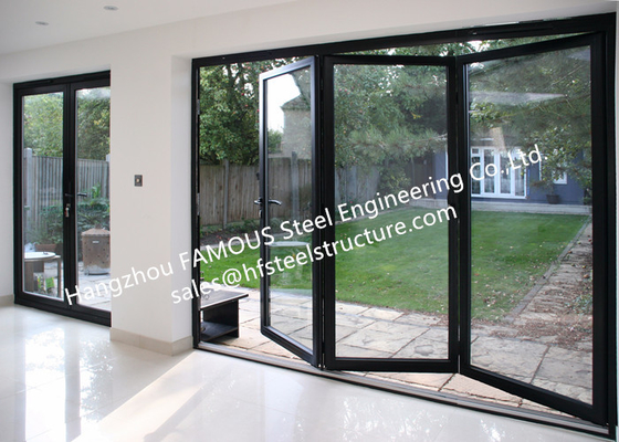 Puerta plegable de aluminio exterior con doble acristalamiento, ruptura térmica, marco metálico estándar, puertas plegables bi