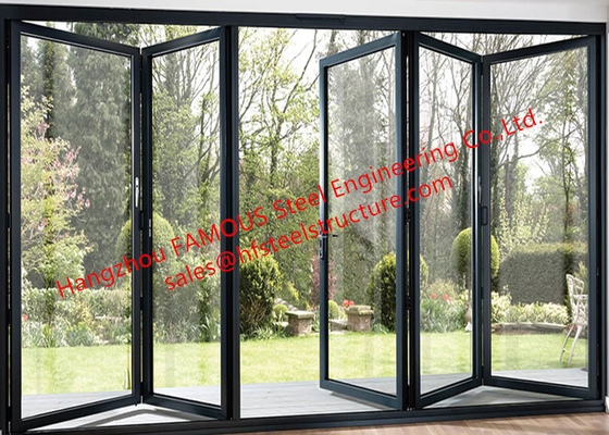 Puerta plegable de aluminio exterior con doble acristalamiento, ruptura térmica, marco metálico estándar, puertas plegables bi