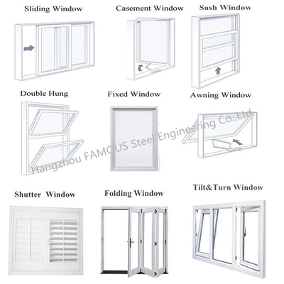 Estándar de América Estándar de vidrio de pared de aluminio integrado con pantalla de seguridad Ventana de vidrio templado