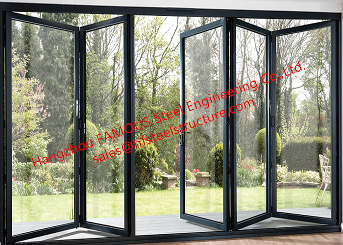 Puerta plegable de aluminio exterior con doble acristalamiento, ruptura térmica, marco metálico estándar, puertas plegables bi